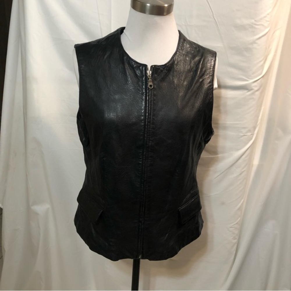 Laura Leigh LTD Black Leather Biker Vest